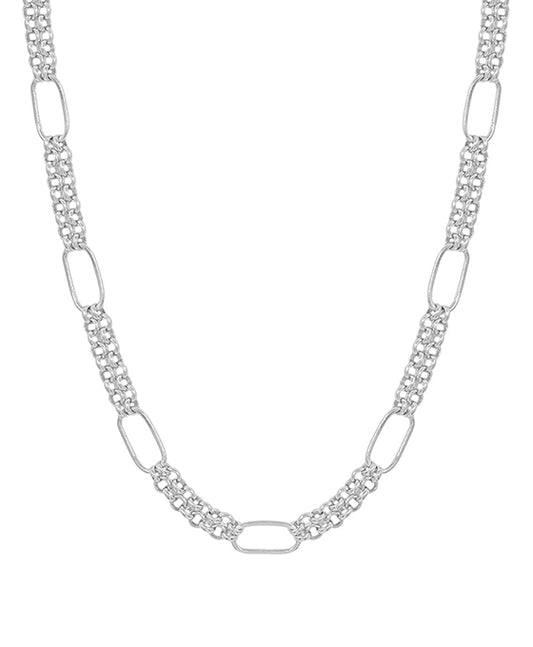 16 Inches Oval Accent Flat Chain Short Necklace