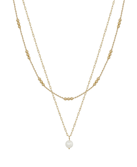 Fresh Water Pearl Pendant Dot Chain Short Necklace