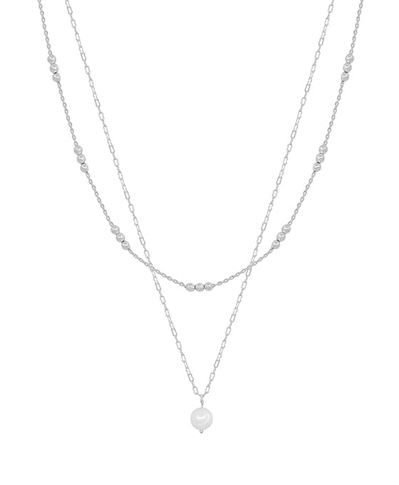 Fresh Water Pearl Pendant Dot Chain Short Necklace
