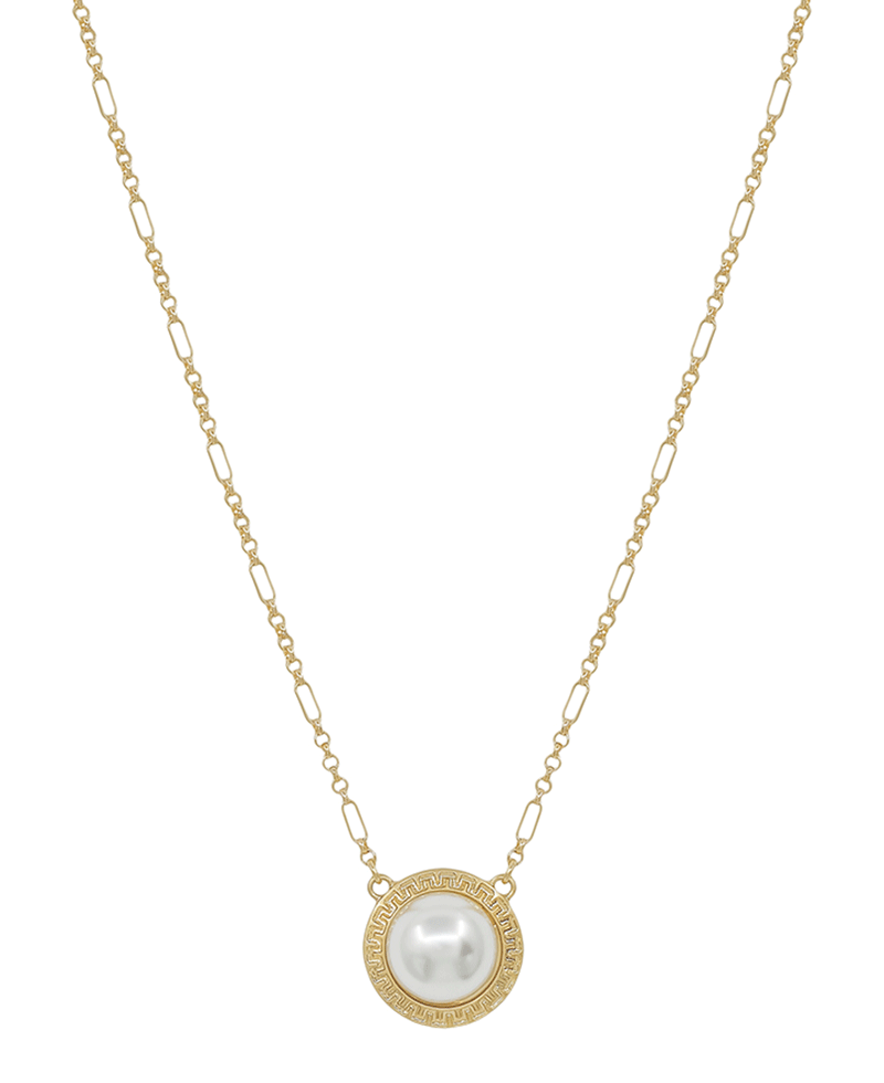 Pearl & Metal Casting Short Necklace
