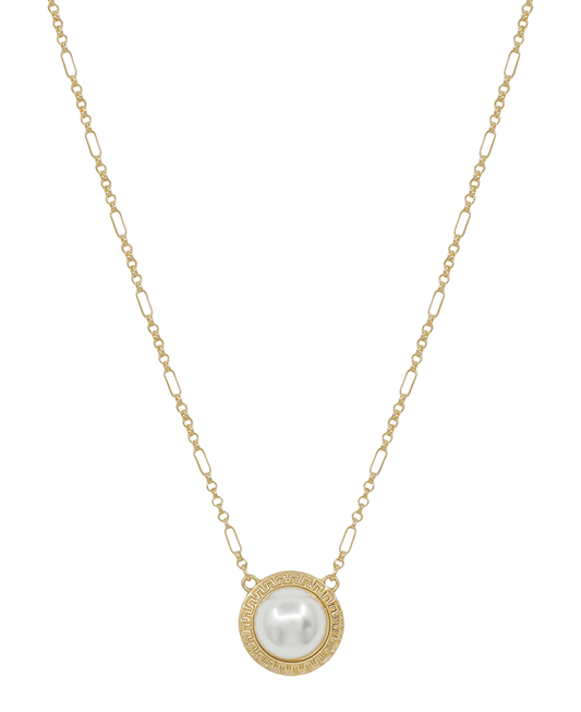 Pearl & Metal Casting Short Necklace