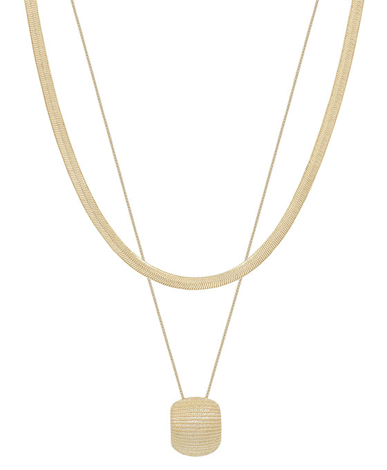 6mm Snake Chain w/ Texture Metal Short Necklace