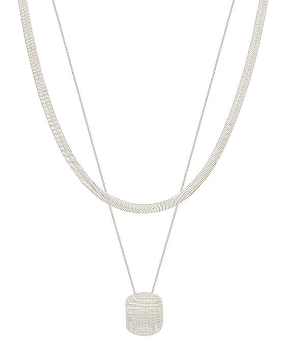 6mm Snake Chain w/ Texture Metal Short Necklace