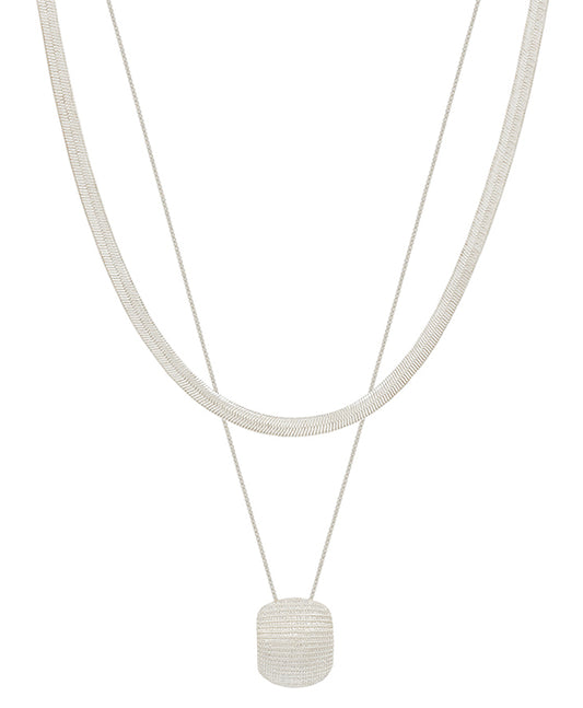 6mm Snake Chain w/ Texture Metal Short Necklace