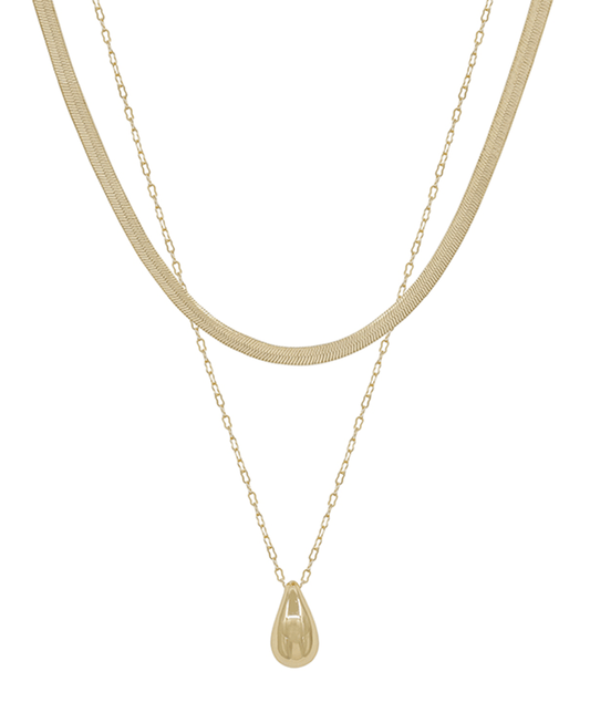 Teardrop & Snake Chain Short Necklace