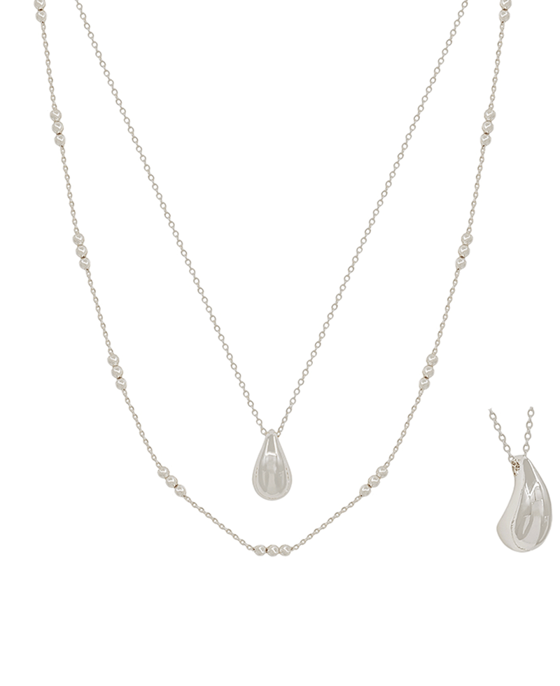 Layered Dot Chain w/ Teardrop Short Necklace