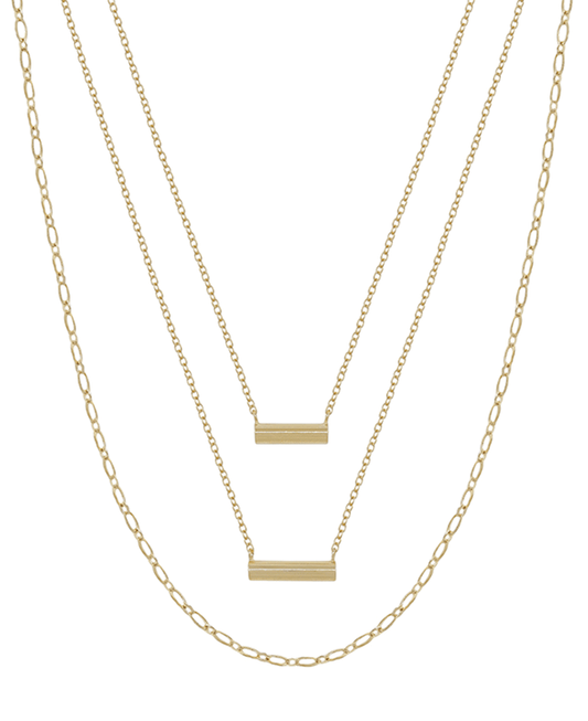 Layered Double Cylinder Short Necklace