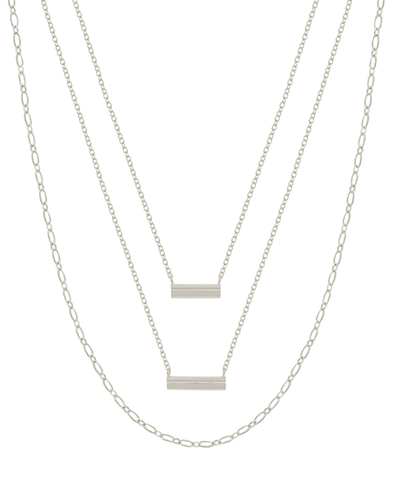 Layered Double Cylinder Short Necklace
