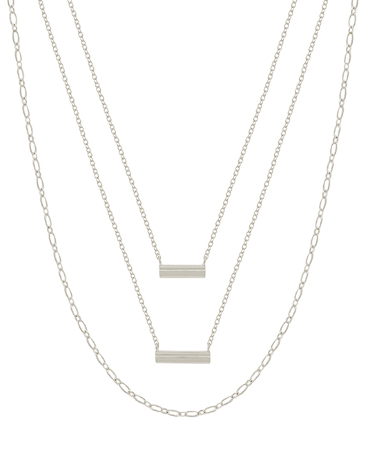 Layered Double Cylinder Short Necklace