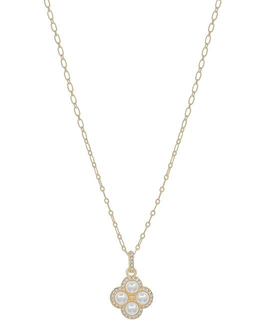 Small Clover w/ Pearl Short Necklace