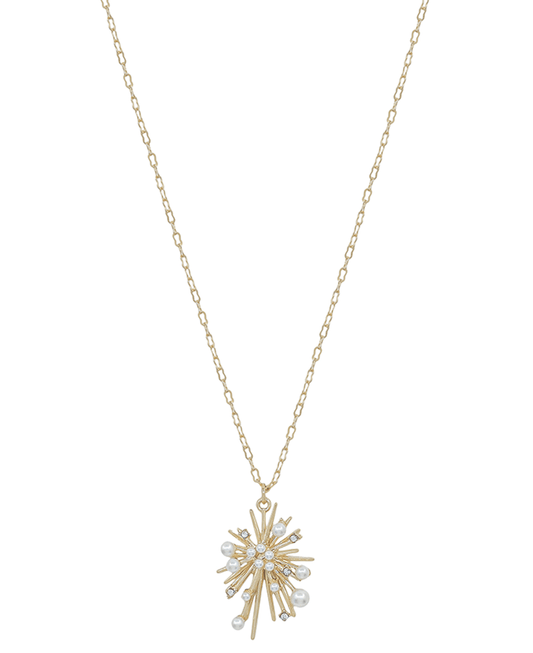 Snowflake Pearl Accent Short Necklace
