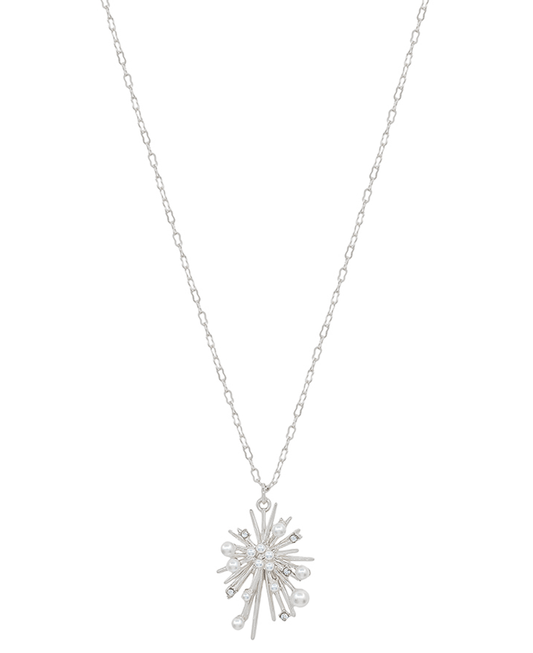 Snowflake Pearl Accent Short Necklace