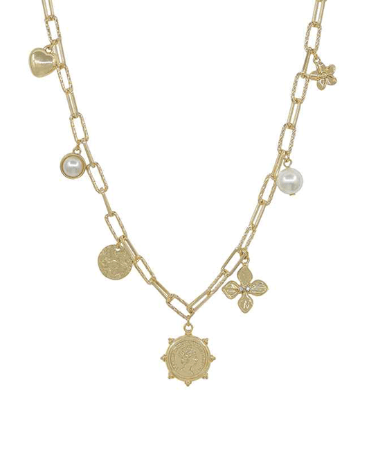 Coin w/ Charms Short Necklace