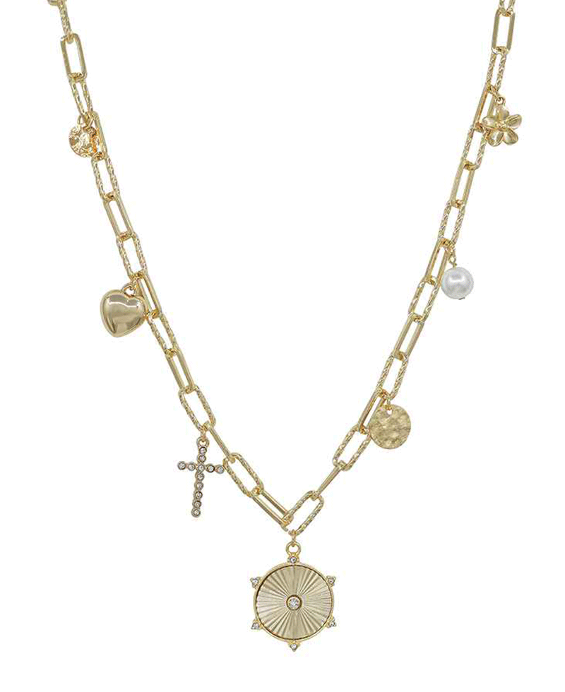 Coin w/ Charms Short Necklace