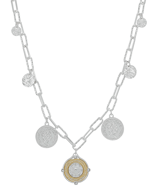 Multi Coin Charms Chain Short Necklace