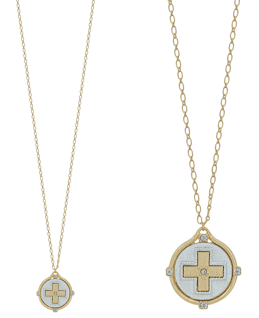 Cross Coin Pendant Necklace
