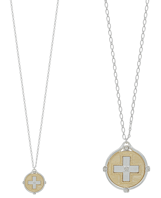 Cross Coin Pendant Necklace