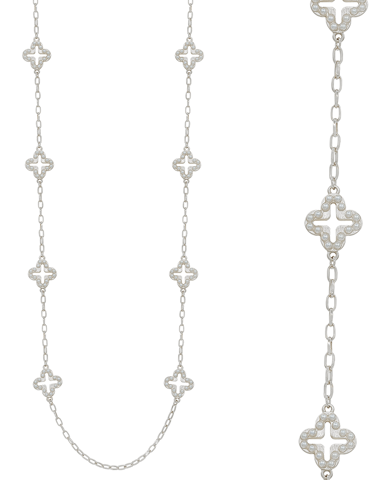Clover w/ Pearl Station Necklace
