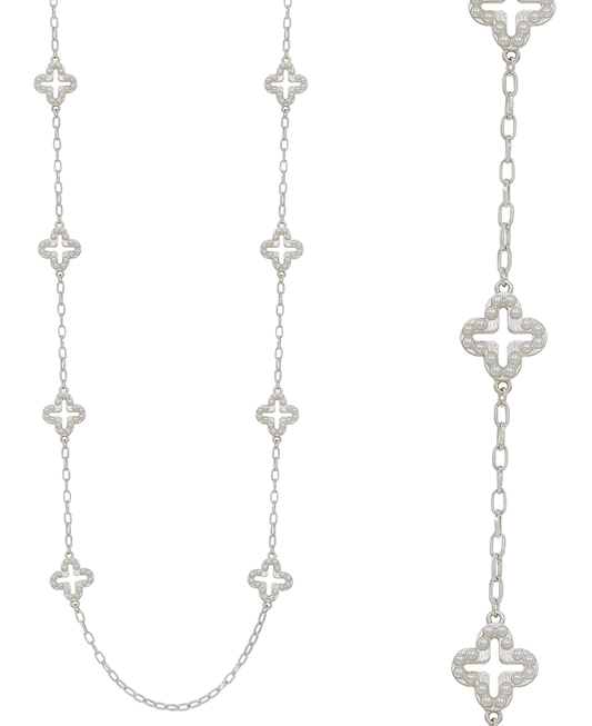 Clover w/ Pearl Station Necklace