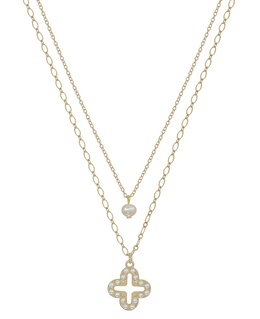 Layered Clover & FWP Short Necklace