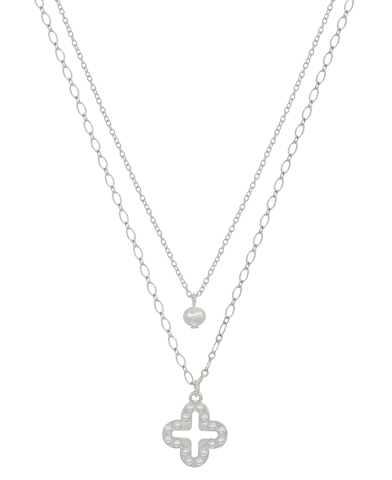 Layered Clover & FWP Short Necklace