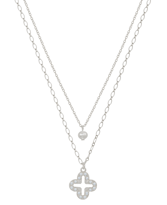 Layered Clover & FWP Short Necklace