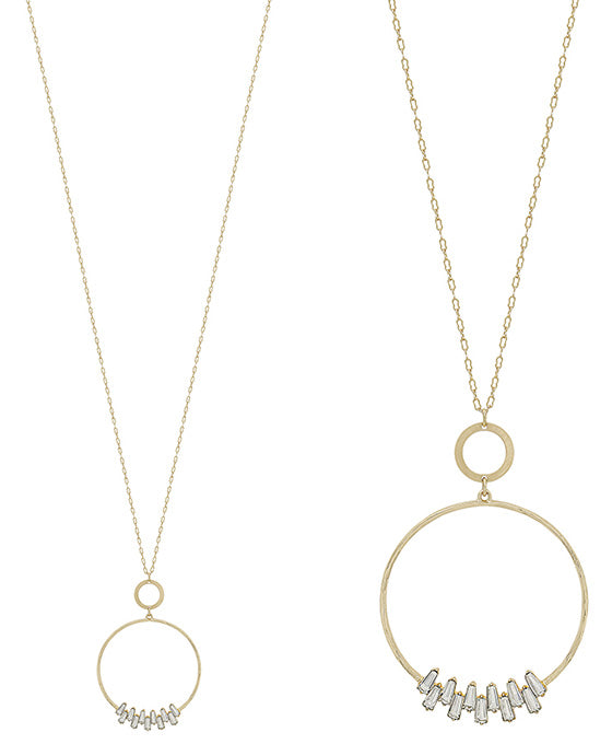 Crystal Accent Round Metal Long Necklace