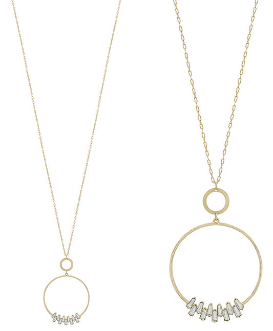 Crystal Accent Round Metal Long Necklace