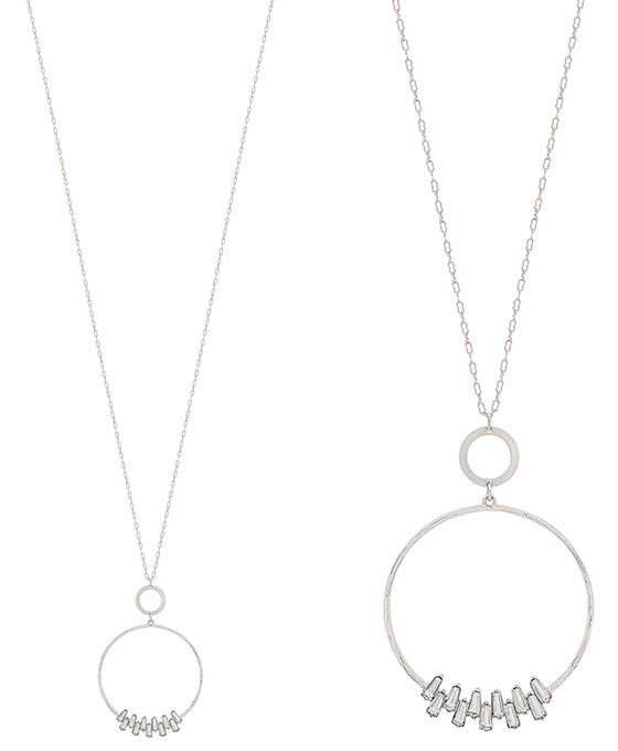 Crystal Accent Round Metal Long Necklace