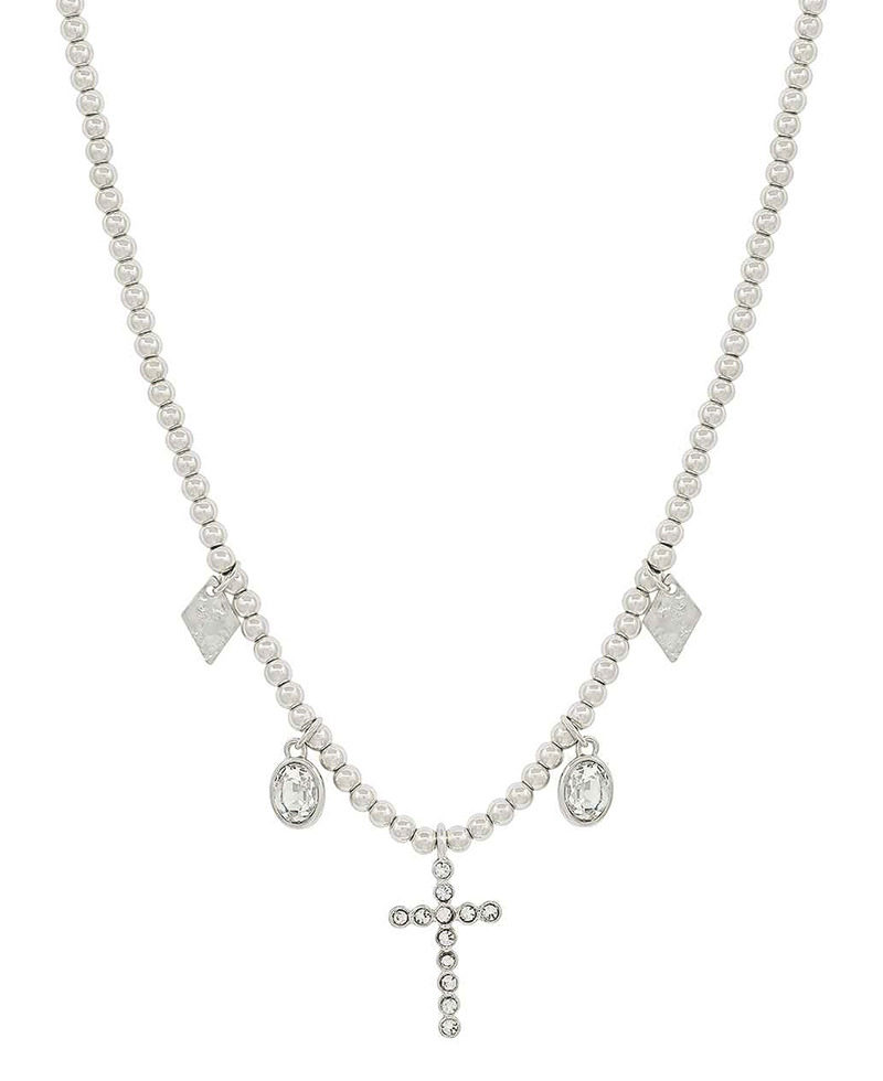 Cross w/ Multi Charm 4mm CCB Short Necklace