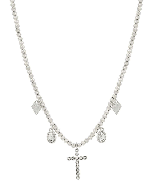 Cross w/ Multi Charm 4mm CCB Short Necklace