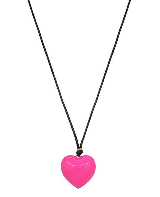 Color Epoxy Heart Cord Short Necklace