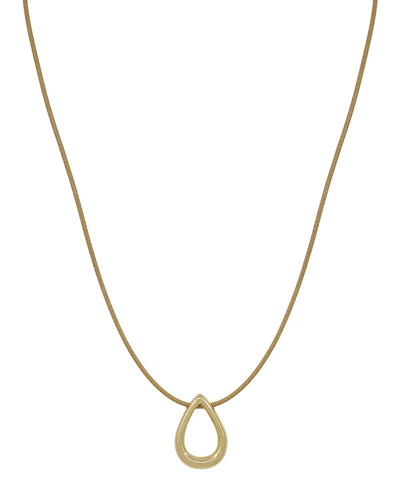 Metal Teardrop Cord Short Necklace