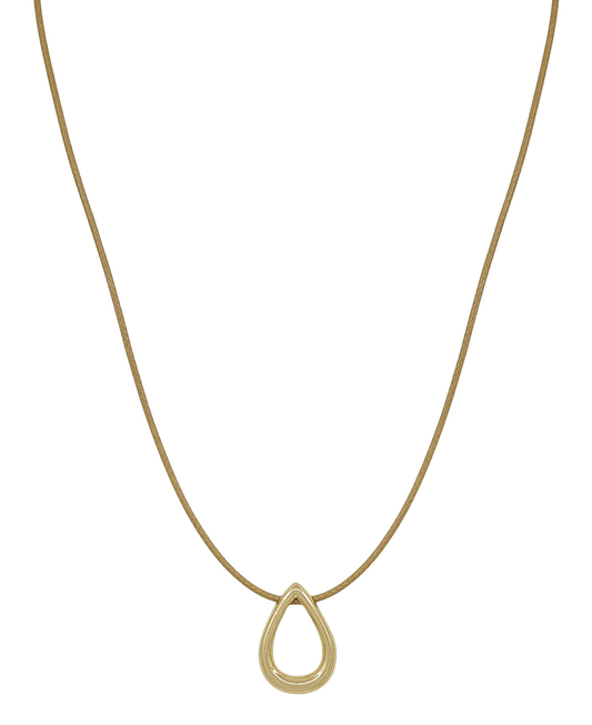Metal Teardrop Cord Short Necklace