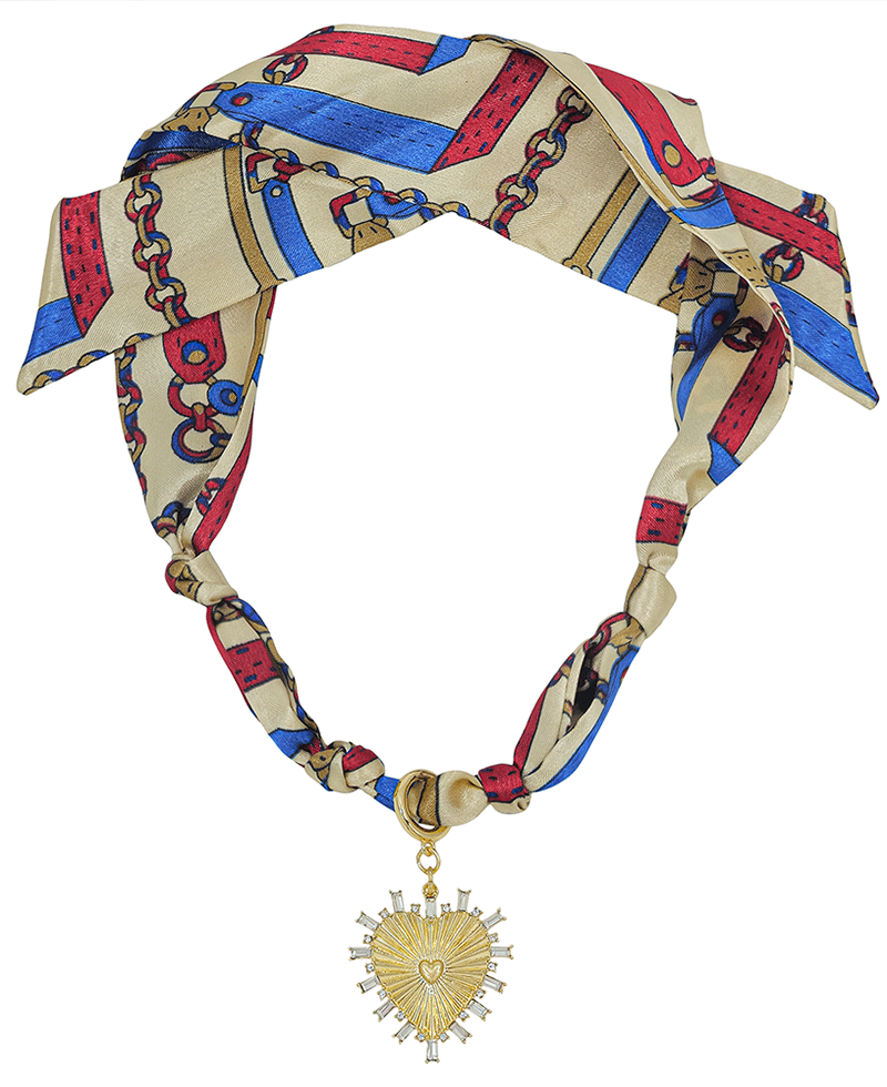 Heart Charm Scarf Necklace
