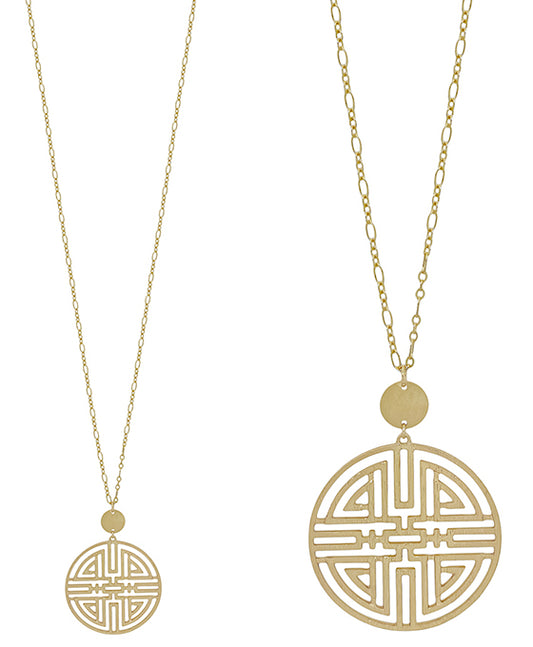 Oriental Shape Pendant Long Necklace