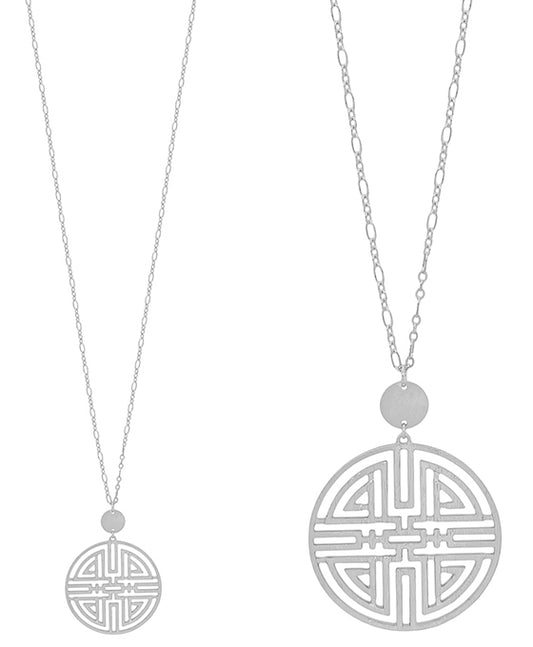 Oriental Shape Pendant Long Necklace