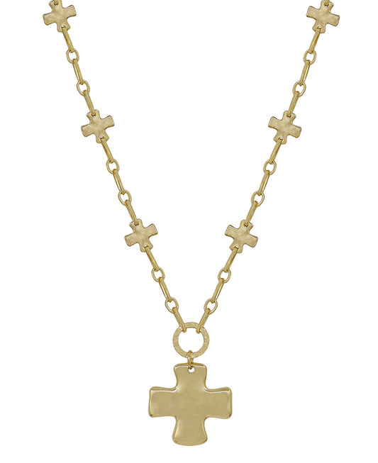 Cross Pendant & Cross Station Chain Short Necklace