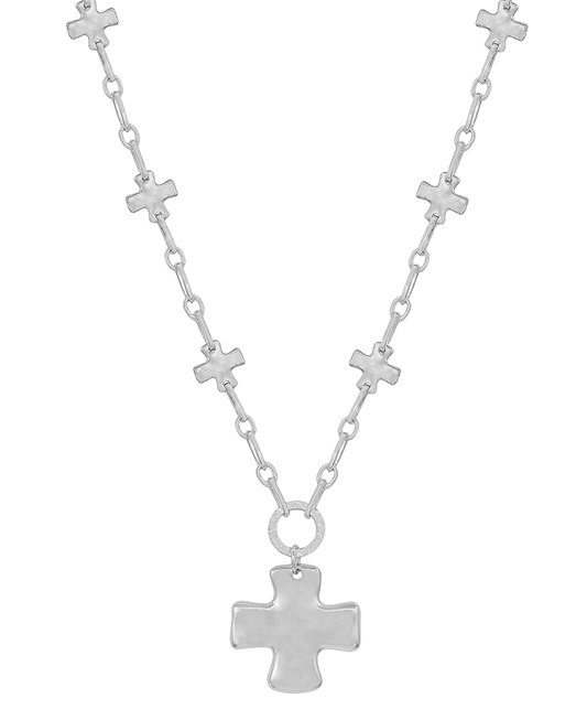 Cross Pendant & Cross Station Chain Short Necklace
