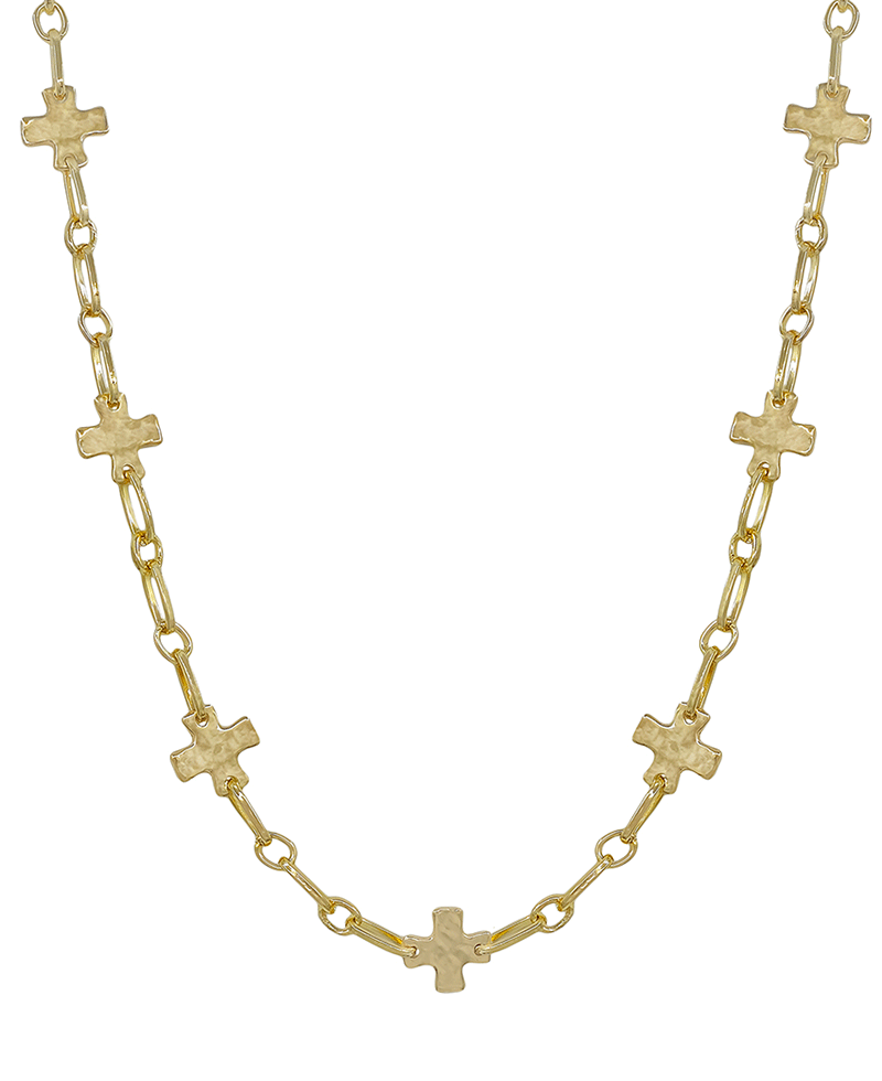Small Cross Station Chain Short Necklace
