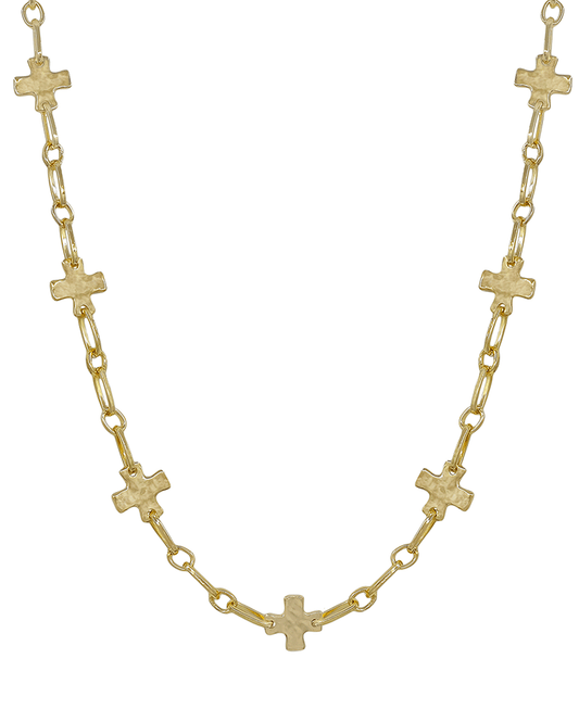 Small Cross Station Chain Short Necklace