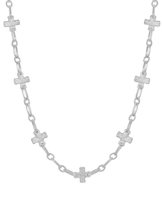 Small Cross Station Chain Short Necklace