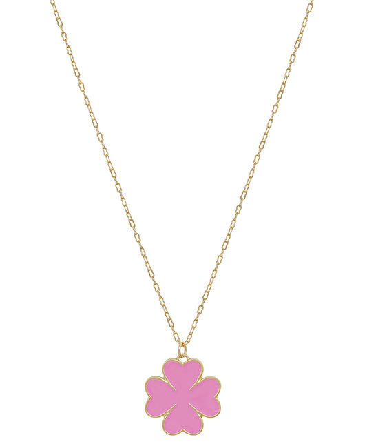 Clover Epoxy Color Pendant Short Necklace