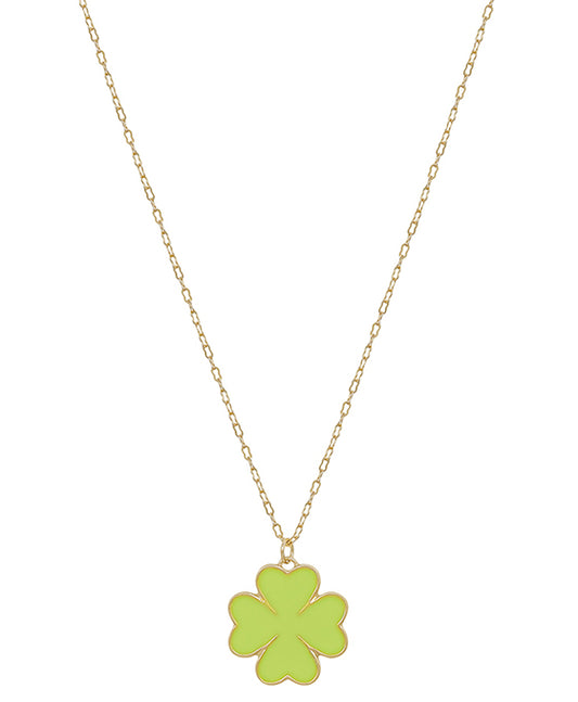Clover Epoxy Color Pendant Short Necklace