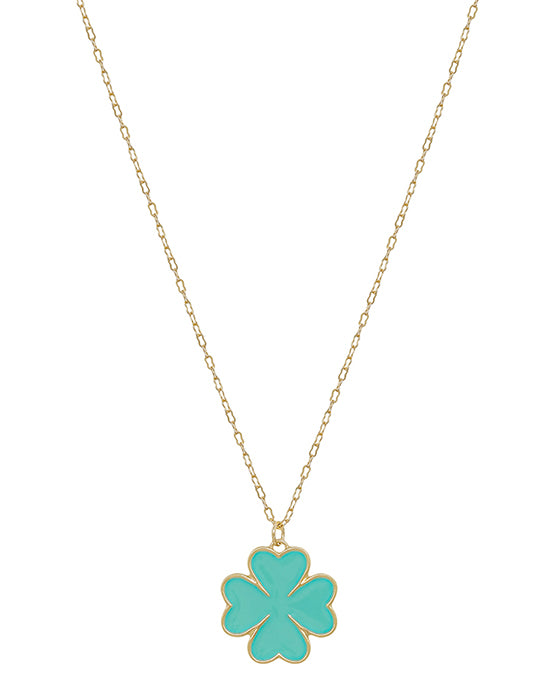Clover Epoxy Color Pendant Short Necklace
