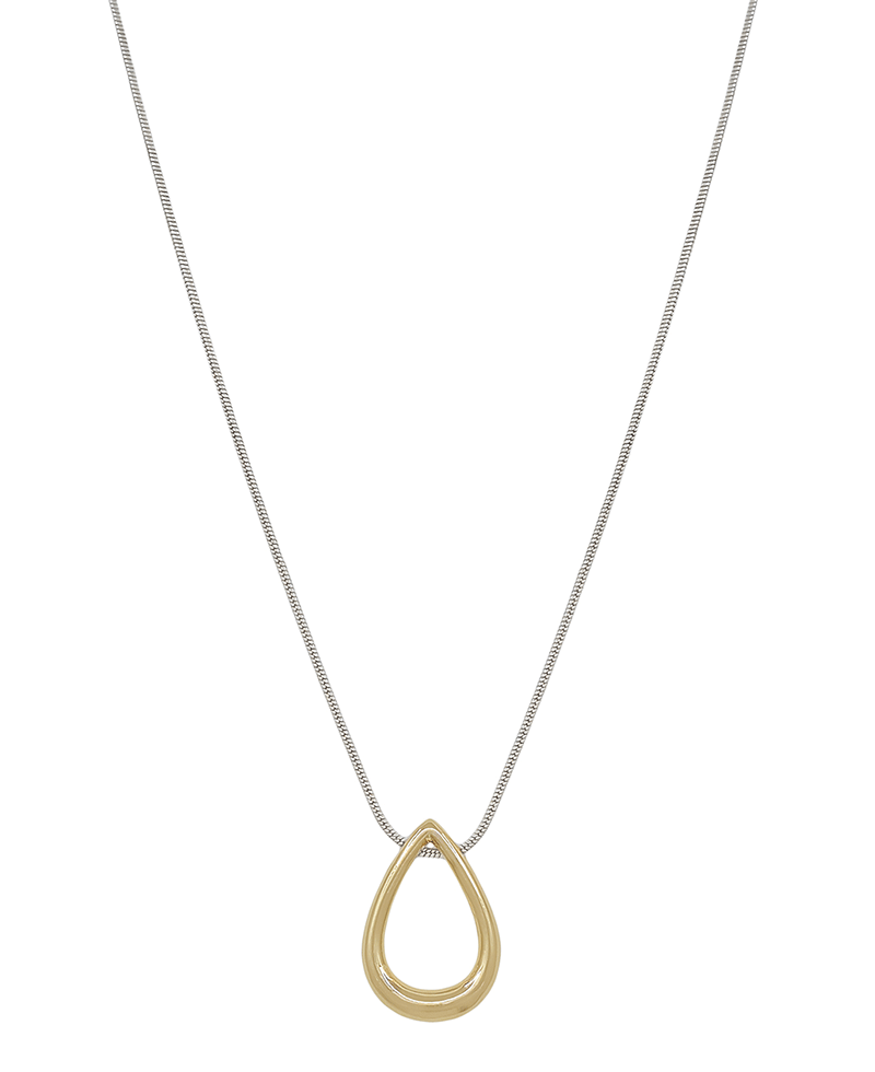 Volumed Metal Teardrop Chain Short Necklace