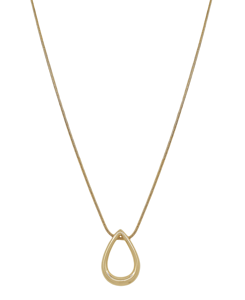 Volumed Metal Teardrop Chain Short Necklace