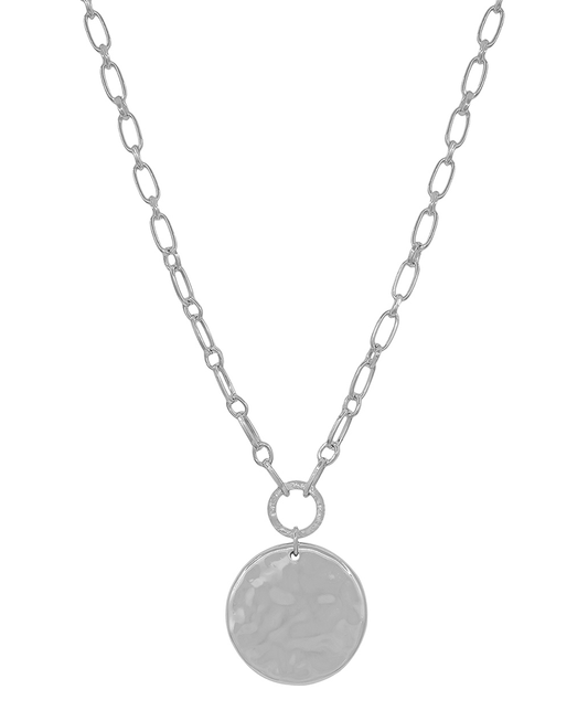 Hammered Texture Round Toggle Short Necklace