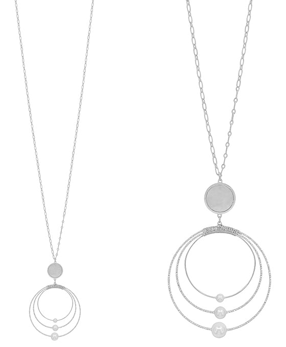 Triple Wire Round Pearl & Mop Accent Necklace