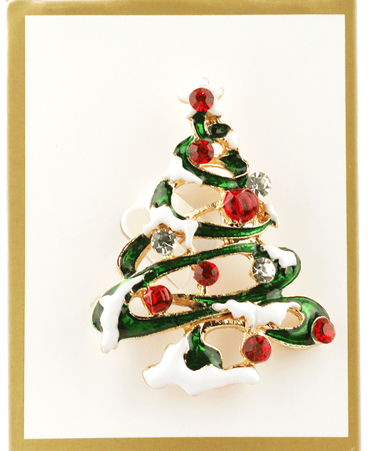 Rhinestone Christmas Tree Brooch